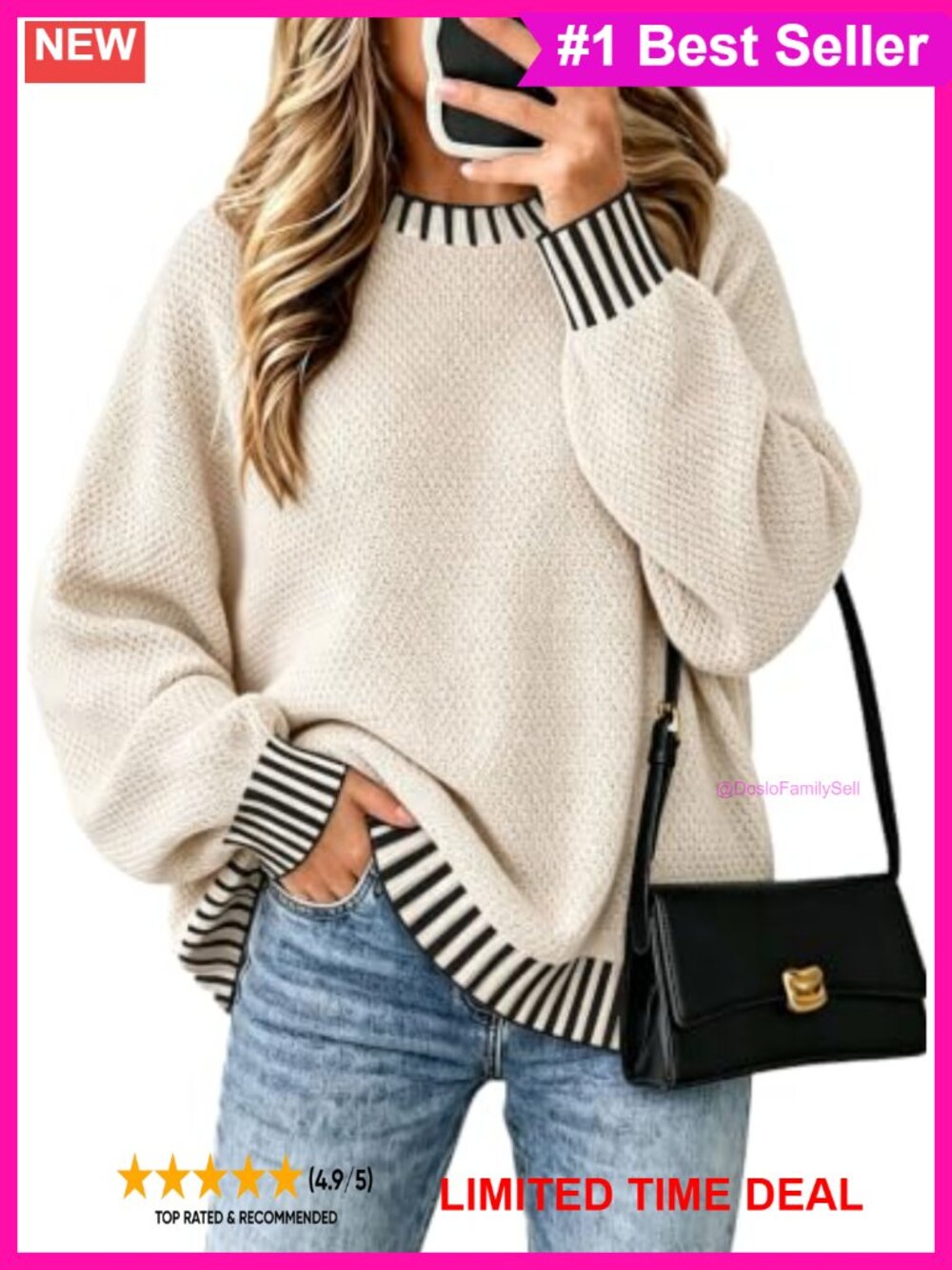 Oversized Batwing Sleeve Tunic Sweater Viscose Knit Pullover